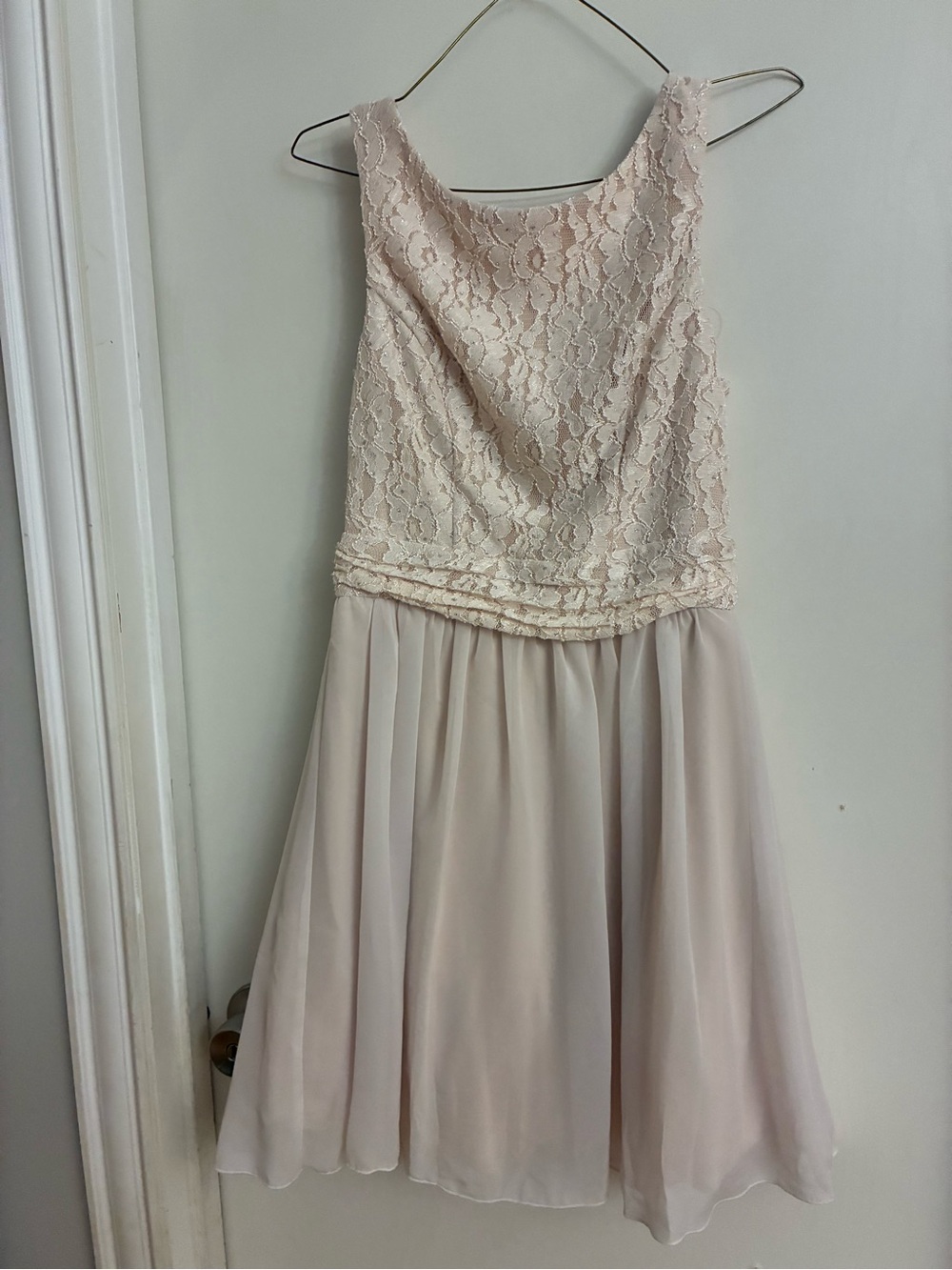 Speechless Girls Lace Bodice Chiffon Skirt Dress in Light Cream